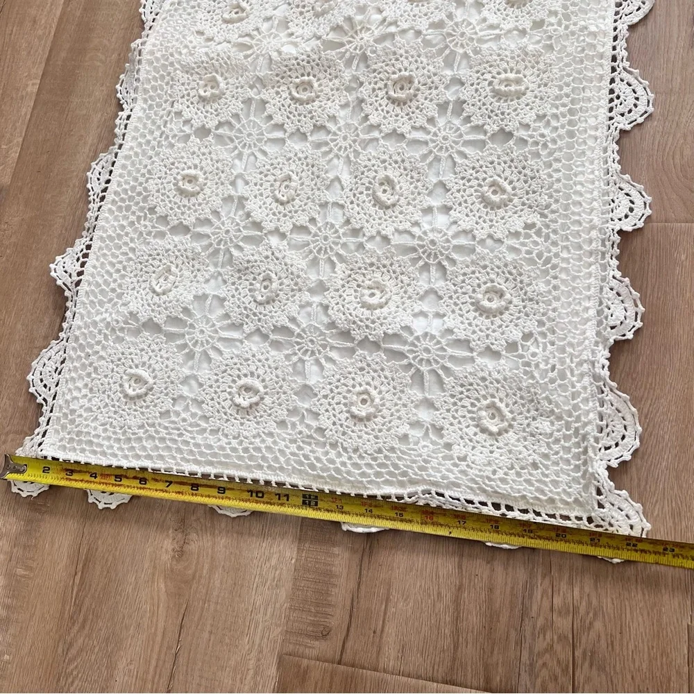 Vintage White Cotton Lace Crocheted Floral Flowers Rectangle Sham‎ Pillowcase